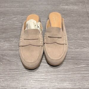 Suede Cream Powder Pink Mules Size 6.5